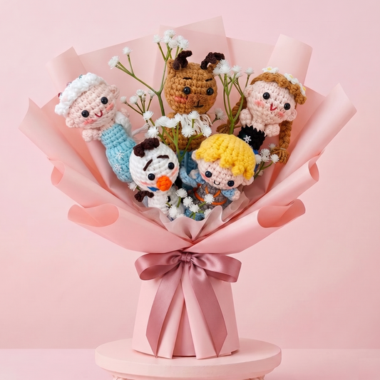 Frozen Elsa, Olaf, Annabelle Crochets in Pink Bouquet