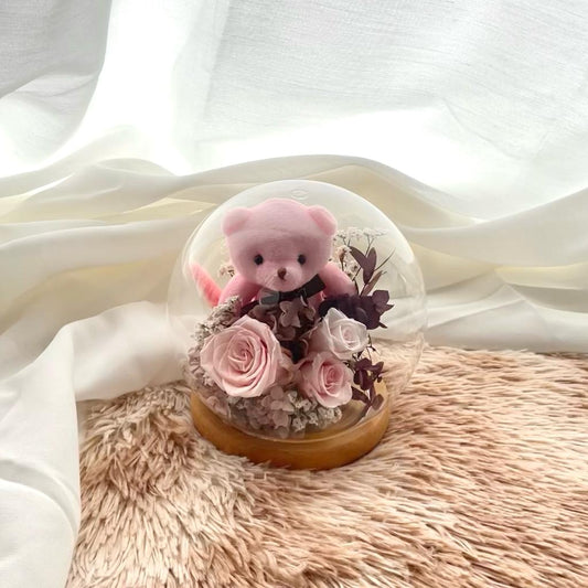 Beautiful Lasting Preserved Hydrangea and Roses Flower Dome under $150 in Singapore Free Delivery