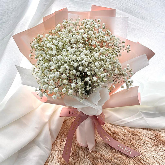 Cheap and Big White Baby Breath Tiny Flowers Bouquet in Singapore Under $50 in Singapore Free Delivery